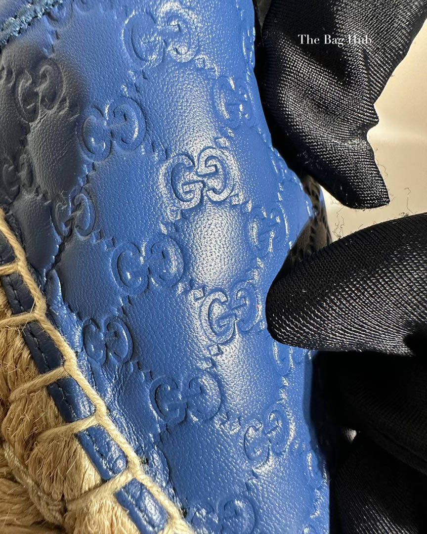Gucci Blue Microguccissima Leather Men's Espadrilles Size 36.5